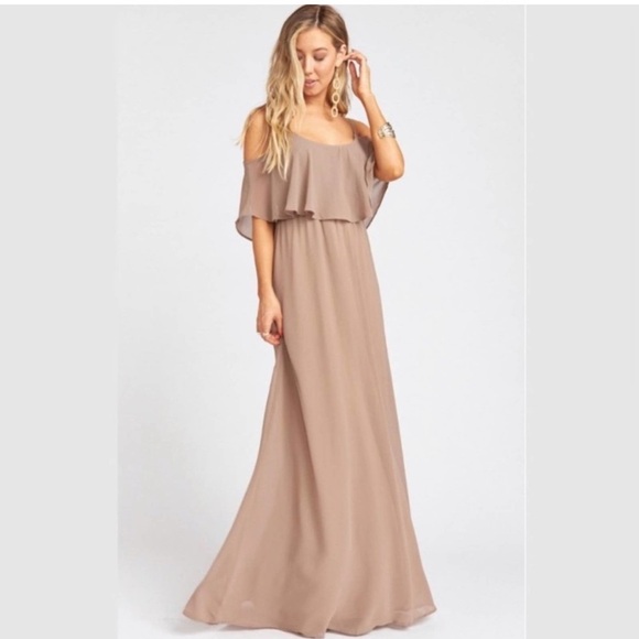 NWT Show Me Your MuMu Caitlin Ruffle Maxi 'ME The Ring Crisp' Beige XXS - Picture 4 of 11